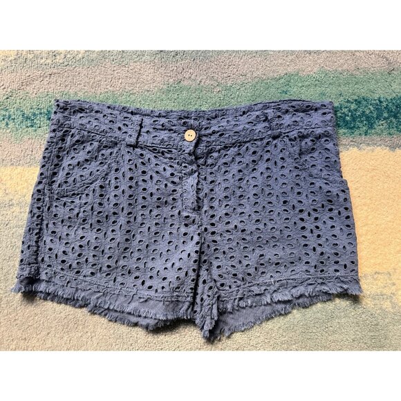 Beachy Boho Women's Blue Eyelet Lace Medium‎ Rise Cutoff Shorts Size S Resort - Picture 3 of 16